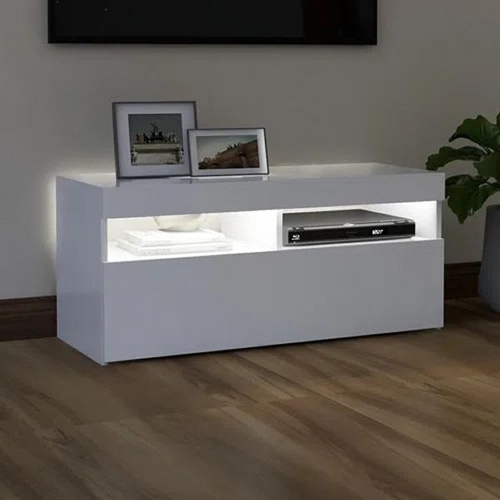 8055 - IVY BRONX MADLINE IVY BRONX TV CABINET WITH LED LIGHTS  90X35X40 CM /  COLOUR: WHITE / RRP: �55.99 /... 