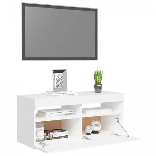 8055 - IVY BRONX MADLINE IVY BRONX TV CABINET WITH LED LIGHTS  90X35X40 CM /  COLOUR: WHITE / RRP: �55.99 /... 