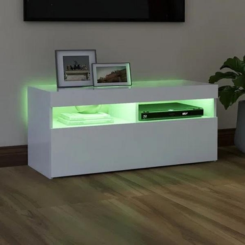 8055 - IVY BRONX MADLINE IVY BRONX TV CABINET WITH LED LIGHTS  90X35X40 CM /  COLOUR: WHITE / RRP: �55.99 /... 