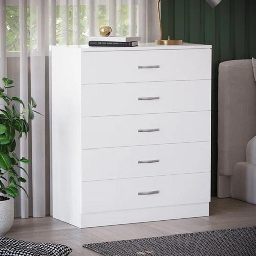 8069 - HASHTAG HOME MAYBERY 5 DRAWER 75CM W CHEST OF DRAWERS / COLOUR: WHITE / RRP: �74.99 / C2