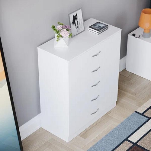 8069 - HASHTAG HOME MAYBERY 5 DRAWER 75CM W CHEST OF DRAWERS / COLOUR: WHITE / RRP: �74.99 / C2