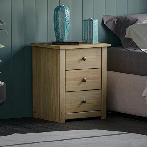 8070 - BRAMBLY COTTAGE SOMERS 3 DRAWER SOLID WOOD BEDSIDE TABLE, BEDROOM STORAGE CABINET  / RRP: �49.99 / C... 