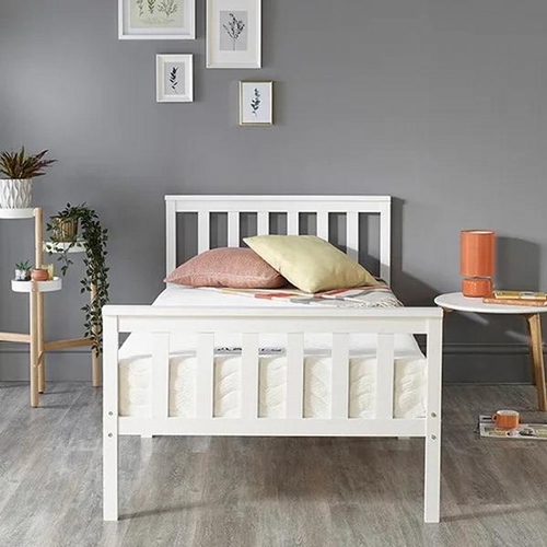 8080 - THREE POSTS AADI SOLID WOOD SHAKER BED FRAME / SIZE: SINGLE (3'), COLOUR: WHITE / RRP: �79.99 / C2