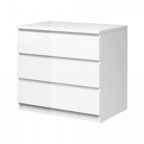 8084 - BRAYDEN STUDIO PAREDES CHEST OF DRAWERS WITH THREE DRAWERS, GLOSSY WHITE COLOR, 77 X 70 X 50 CM  / R... 