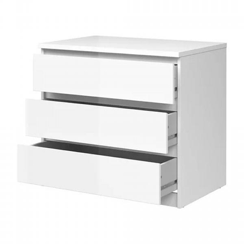 8084 - BRAYDEN STUDIO PAREDES CHEST OF DRAWERS WITH THREE DRAWERS, GLOSSY WHITE COLOR, 77 X 70 X 50 CM  / R... 