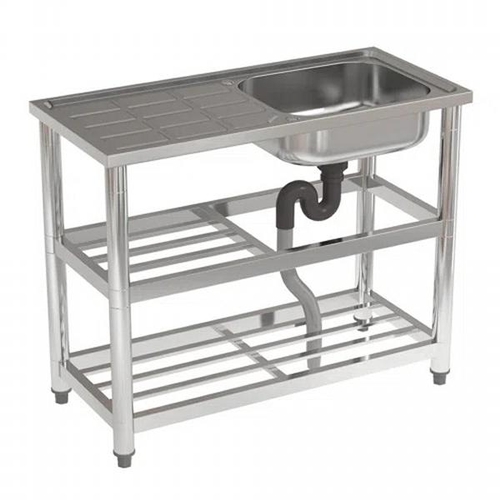 8138 - BELFRY KITCHEN STAINLESS STEEL ONE COMPARTMENT SINK WITH DRAINBOARD AND SHELF  / RRP: �94.99 / GZ