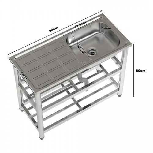 8138 - BELFRY KITCHEN STAINLESS STEEL ONE COMPARTMENT SINK WITH DRAINBOARD AND SHELF  / RRP: �94.99 / GZ