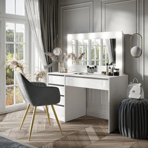 8151 - ETTA AVENUE THELONIUS DRESSING TABLE WITH MIRROR / COLOUR: HIGH GLOSS WHITE / RRP: £205.99 / GZ