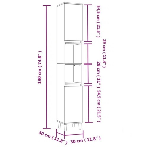 8153 - 17 STORIES LACHRISHA 30CM W X 190CM H X 30CM D FREE-STANDING BATHROOM CABINET  / RRP: £102.99 / GZ