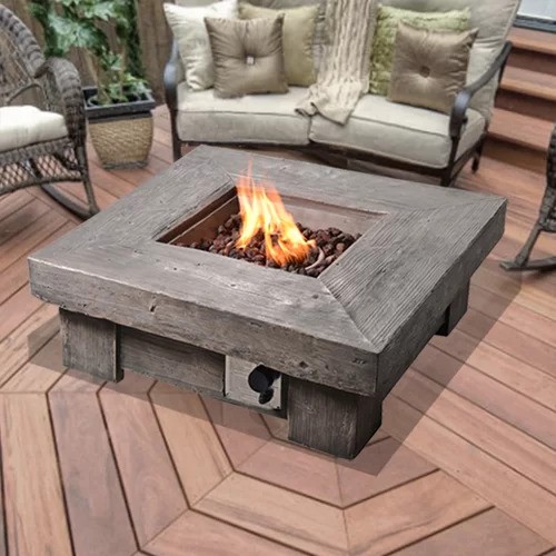 8155 - PEAKTOP 35INCH OUTDOOR SQUARE LIGHTWEIGHT CERAMIC PROPANE GAS FIRE PIT / RRP: £258