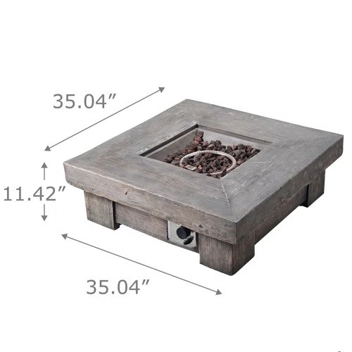 8155 - PEAKTOP 35INCH OUTDOOR SQUARE LIGHTWEIGHT CERAMIC PROPANE GAS FIRE PIT / RRP: £258