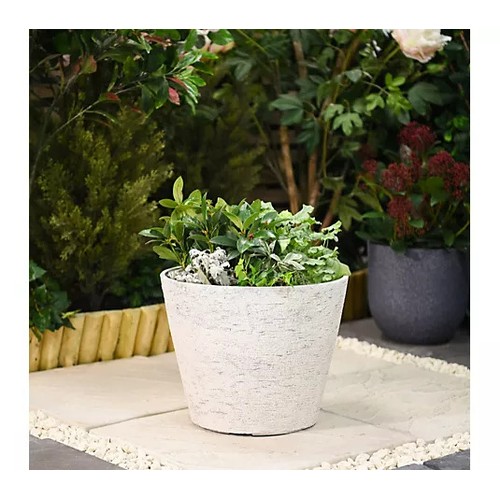 8173 - 17 STORIES STONE EFFECT LILY WHITE PLANTER 36.5CM  / RRP: £20.99