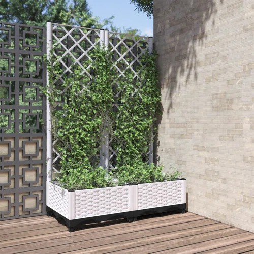 8176 - ROSALIND WHEELER ROSALIND WHEELER GARDEN PLANTER WITH TRELLIS / COLOUR: LIGHT GREY, SIZE: 121.5CM H ... 