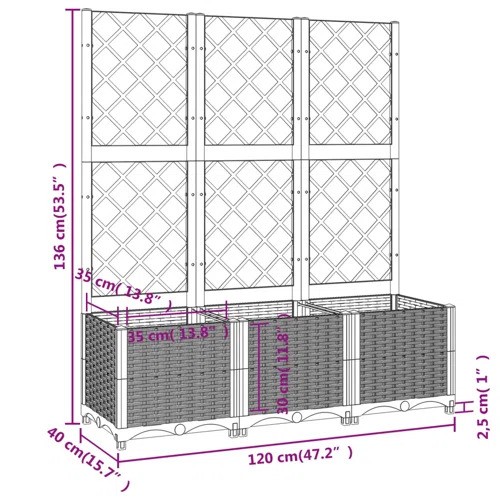 8176 - ROSALIND WHEELER ROSALIND WHEELER GARDEN PLANTER WITH TRELLIS / COLOUR: LIGHT GREY, SIZE: 121.5CM H ... 