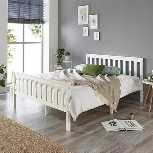 8039 - THREE POSTS AADI SOLID WOOD SHAKER BED FRAME / SIZE: DOUBLE (4'6), COLOUR: WHITE / RRP: £113.99 / C2