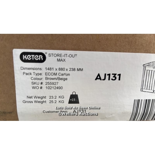 8456 - KETER STORE IT OUT MAX / 1200L CAPACITY / 145.5 x 82 x 123 cm (L x W x H) / APPEARS NEW OPEN BOX / C... 