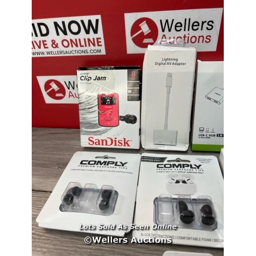 8481 - MIXED LOT INCL. APPLE EARPODS, SAMSUNG GALAXY SMARTAG2 & USB-C HUB / E78 - E84