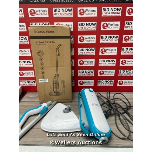 8500 - RUSSELL HOBBS RHSM1001-G STEAM AND CLEAN STEAM MOP WHITE & AQUA - FREE 2 YEAR GUARANTEE / SIGNS OF U... 