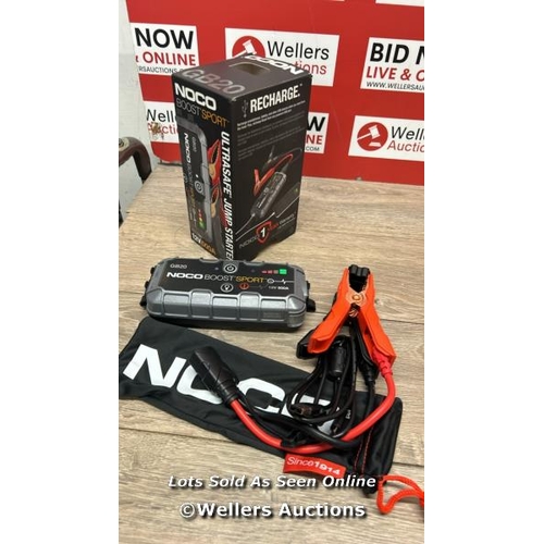 8607 - NOCO BOOST SPORT GB20 500A ULTRASAFE CAR JUMP STARTER, JUMP STARTER POWER PACK / APPEARS NEW OPEN BO... 