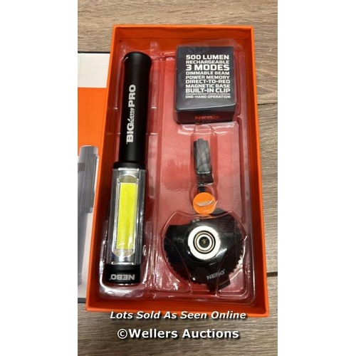 8608 - NEBO NE6640 BIG LARRY PRO FLASHLIGHT, HIGH POWER 500 LUMEN WORK LIGHT / APPEARS NEW OPEN BOX / B10