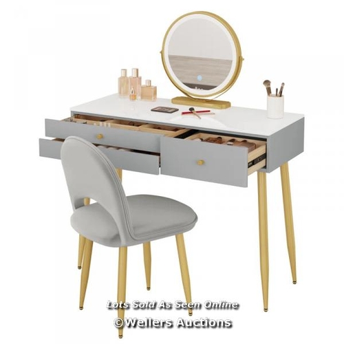 8065 - FAIRMONT PARK ETCHEMIN DRESSING TABLE WITH MIRROR / COLOUR(TOP/FRAME): GREY/GOLD / RRP: 202.99 / W2