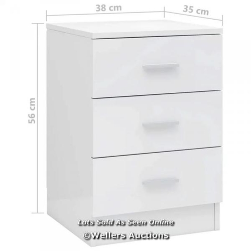 8075 - WADE LOGAN VIDRINE 3 DRAWER BEDSIDE TABLE / COLOUR: HIGH-GLOSS WHITE / RRP: 125.99 / W2