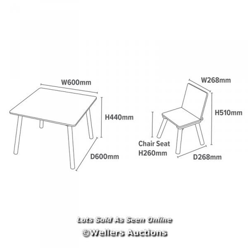 8082 - ZOOMIE KIDS DUQUE CHILDREN'S 3 PIECE SQUARE TABLE AND CHAIR SET / RRP: 42.99 / W2