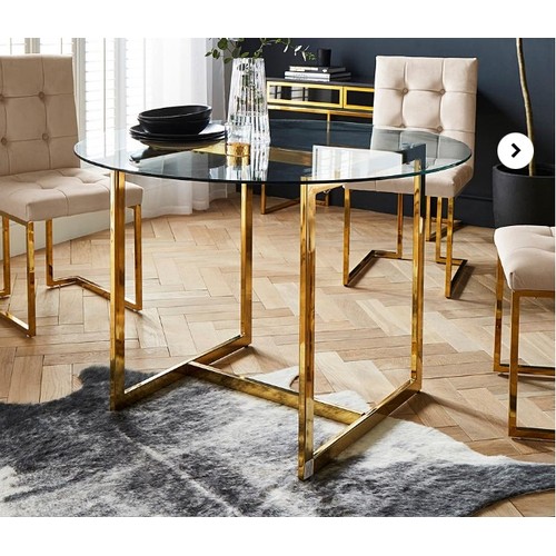 8419 - JOANNA HOPE FALLON 4 SEATER TABLE / GOLD / RRP 199 / APPEARS NEW OPEN BOX / BD1