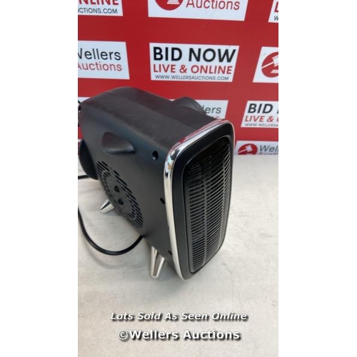 6014 - RUSSELL HOBBS 1800W/1.8KW ELECTRIC HEATER, RETRO HORIZONTAL/VERTICAL FAN HEATER IN BLACK WITH ADJUST... 