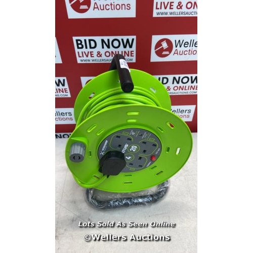 6118 - STATUS 4 SOCKET CABLE REEL | 20M GREEN EXTENSION LEAD | 13A WITH THERMAL CUT OUT | HEAVY DUTY OUTDOO... 