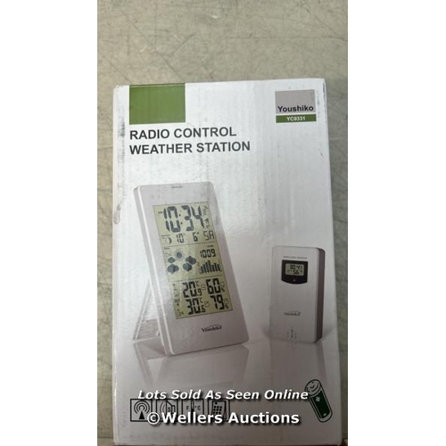 6268 - YOUSHIKO YC9331 (OFFICIAL UK 2024 VERSION) WIRELESS WEATHER STATION, RADIO CONTROLLED CLOCK INDOOR O... 