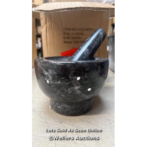 6271 - PESTLE AND MORTAR VELAZE MARBLE PESTEL & MORTAR SMALL PREMIUM SOLID STONE GRINDER POLISHING FOR HERB... 