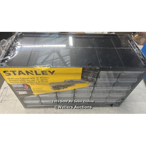 6291 - STANLEY 1-93-980 STORAGE BOX WITH COMPARTMENTS, BLACK/TRANSPARENT / G60