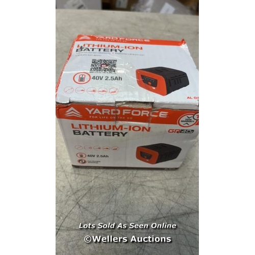 6293 - YARD FORCE BATTERY 40V 2.5AH LITHIUM-ION BATTERY FOR GARDEN TOOLS, WITH OVERLOAD PROTECTION + OVERHE... 