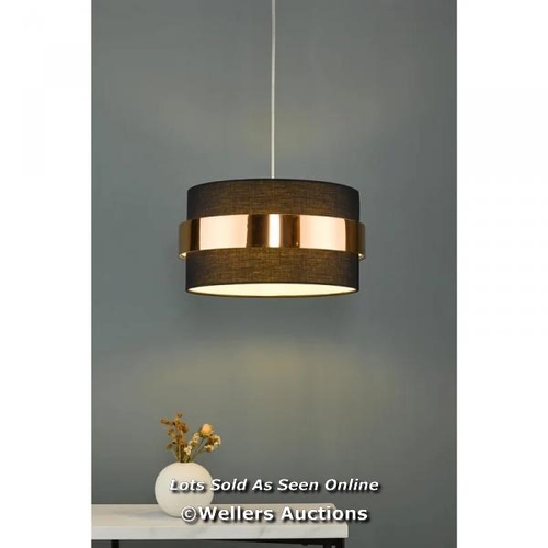 8119 - CANORA GREY DRUM PENDANT / FINISH: COPPERY/BEIGE, SIZE: 20CM H X 60CM W X 60CM D / RRP: 159.99 / W3