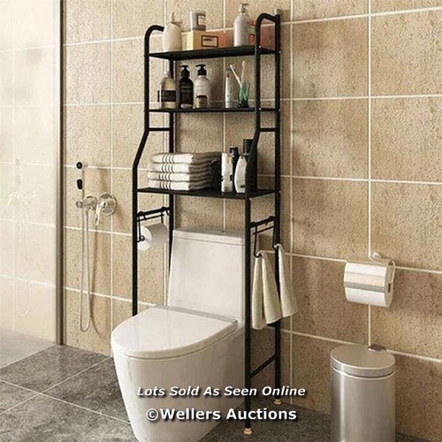 8132 - 17 STORIES 3-TIER OVER-THE-TOILET STORAGE RACK FREESTANDING SPACE SAVER TOILET STANDS WITH 4 HOOKS /... 