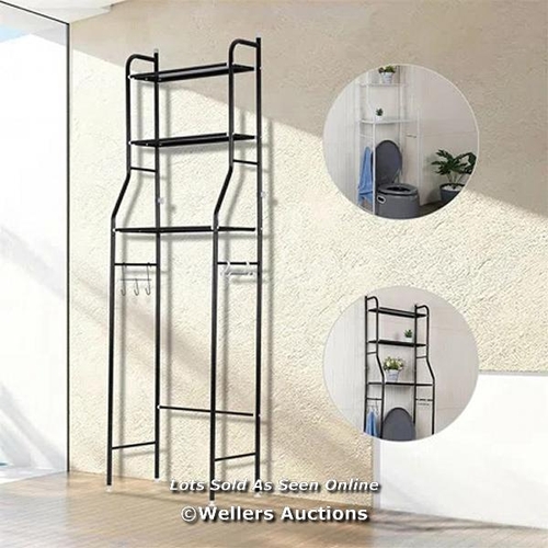 8132 - 17 STORIES 3-TIER OVER-THE-TOILET STORAGE RACK FREESTANDING SPACE SAVER TOILET STANDS WITH 4 HOOKS /... 