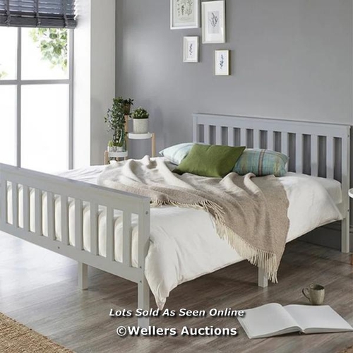 8136 - THREE POSTS AADI SOLID WOOD SHAKER BED FRAME / COLOUR: GREY, SIZE: SMALL DOUBLE (4') / RRP: 119.99 /... 