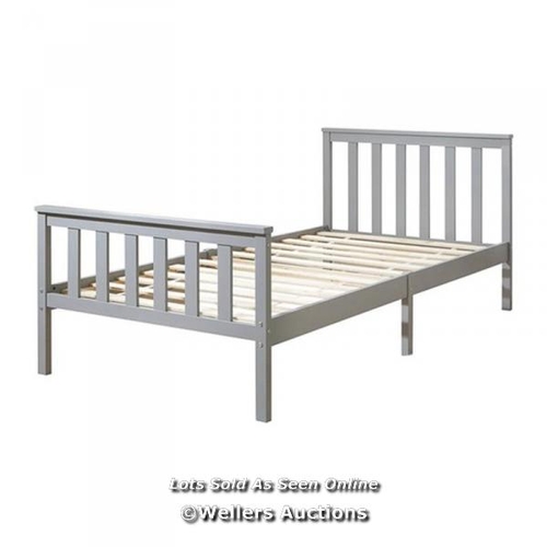 8136 - THREE POSTS AADI SOLID WOOD SHAKER BED FRAME / COLOUR: GREY, SIZE: SMALL DOUBLE (4') / RRP: 119.99 /... 