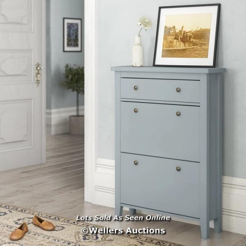 8157 - THREE POSTS 12 PAIR SHOE STORAGE CABINET / FINISH: GREY / RRP: 102.99 / W3