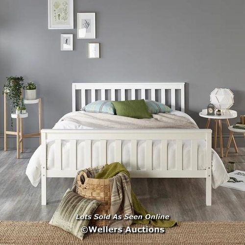 8163 - THREE POSTS AADI BED FRAME / SIZE: KINGSIZE (5'), COLOUR: WHITE/NATURE / RRP: 139.99 / W3