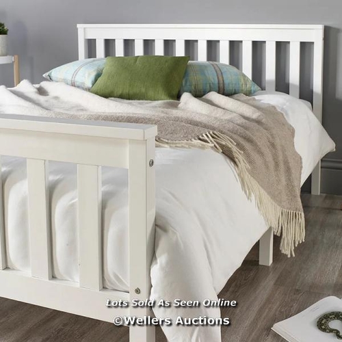 8163 - THREE POSTS AADI BED FRAME / SIZE: KINGSIZE (5'), COLOUR: WHITE/NATURE / RRP: 139.99 / W3