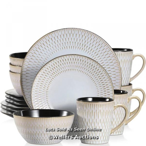 8181 - WORLD MENAGERIE WEYANT PLUVO 16 PIECE DINNERWARE SET, SERVICE FOR 4 / COLOUR: GREY / RRP: 59.99 / CN... 