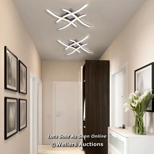 8184 - METRO LANE ENCARNACION 4-LIGHT LED CEILING LIGHT CURVED DESIGN GEOMETRIC SEMI FLUSH MOUNT / FIXTURE ... 