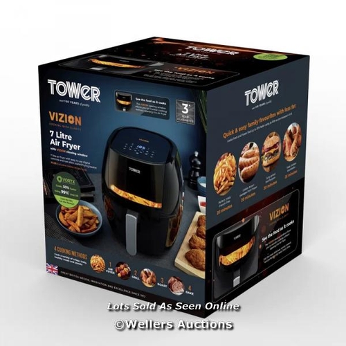 8193 - TOWER TOWER T17072 VORTX VIZION DIGITAL AIR FRYER WITH RAPID AIR CIRCULATION, 7L, 1800W, BLACK / RRP... 