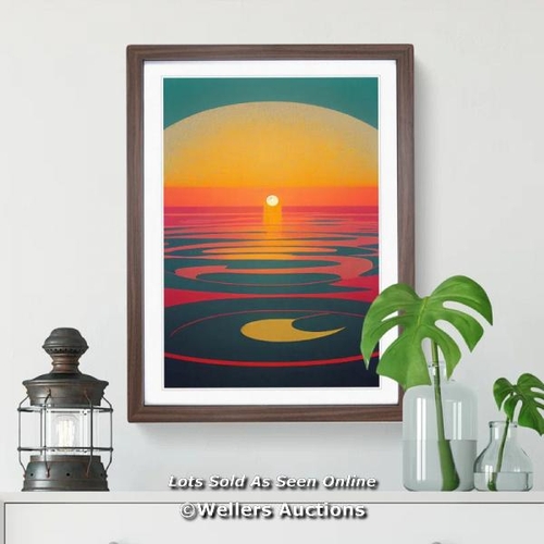 8215 - GEORGE OLIVER PEACEFUL SUNSET ABSTRACT / FRAME COLOUR: WALNUT, SIZE: 64CM H X 46CM W / RRP: 34.99 / ... 