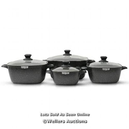 8235 - ROYALFORD ROYALFORD 5PCS DIE-CAST ALUMINIUM STOCKPOT SET WITH GLASS LIDS - INDUCTION SAFE NON-STICK ... 