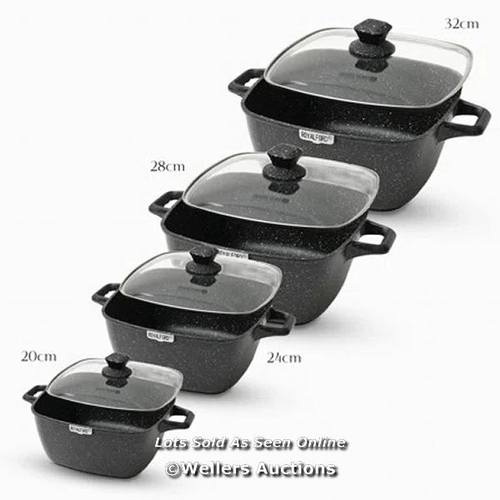 8235 - ROYALFORD ROYALFORD 5PCS DIE-CAST ALUMINIUM STOCKPOT SET WITH GLASS LIDS - INDUCTION SAFE NON-STICK ... 