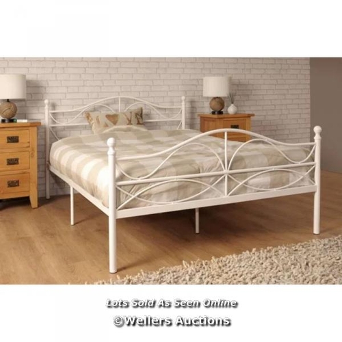 8240 - MARLOW HOME CO. WING BED FRAME / COLOUR: WHITE, SIZE: UK SMALL DOUBLE - DE 120 X 190 CM / RRP: 109.9... 