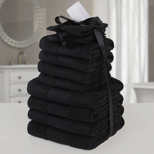 8248 - SYMPLE STUFF 12 PIECE MALLORY TOWEL SET / COLOUR: BLACK / RRP: 29.99 / CNT1